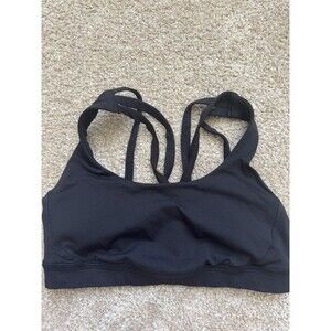 Lululemon Sports Bra Women 4 Black Stretch Criss Cross Strappy Yoga Gym Athletic